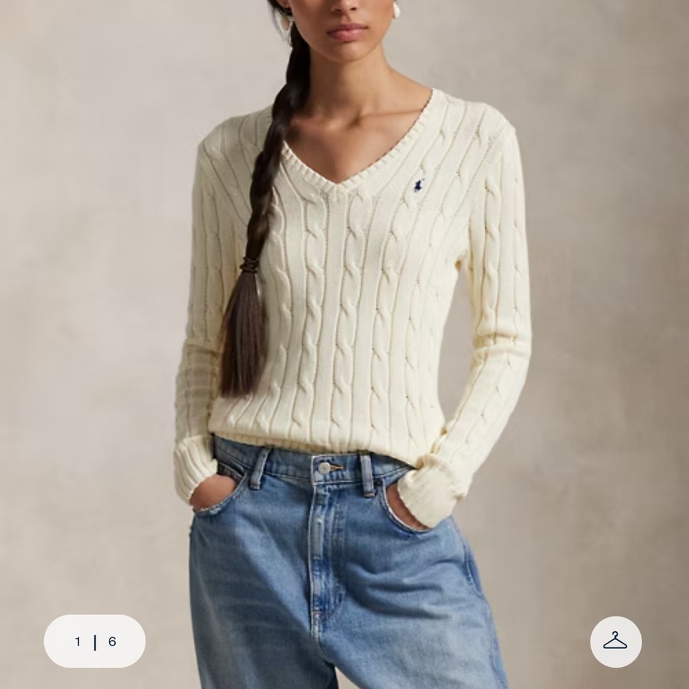 Ralph Lauren Women's Cream Cable Knit Sweater